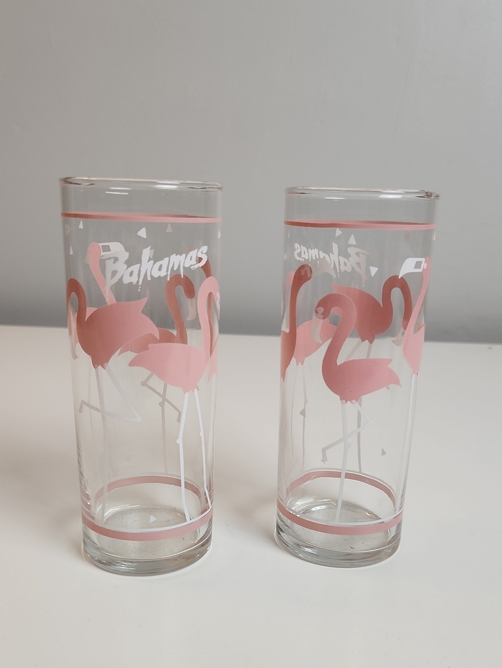 Vintage Bahamas Flamingo Tourist Souvenir Glasses